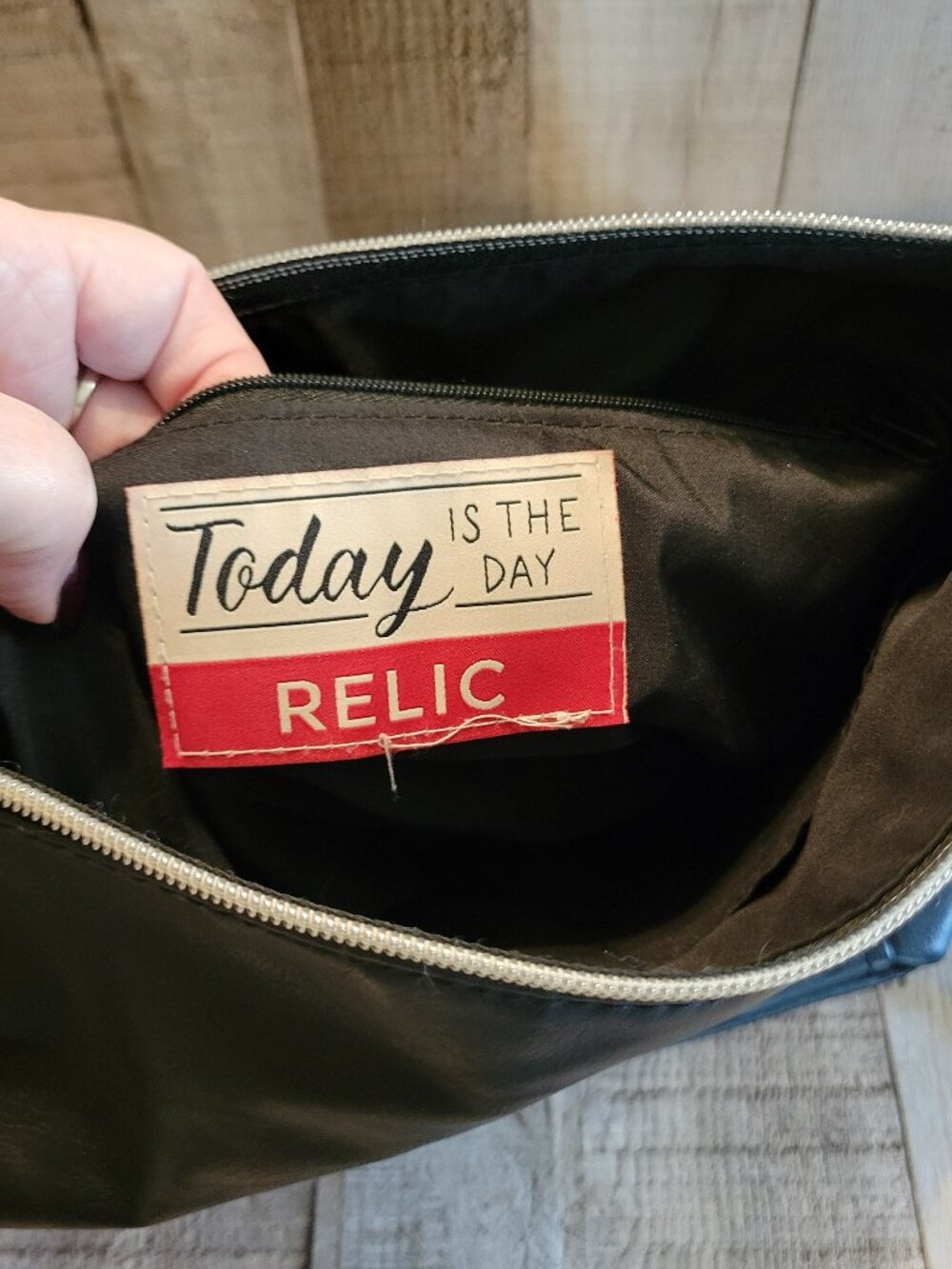 Relic Bag Purse double handles long short detachable Black Zip 2 Straps